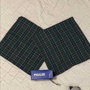 MIULEE Green Plaid Pillow Covers set of two new